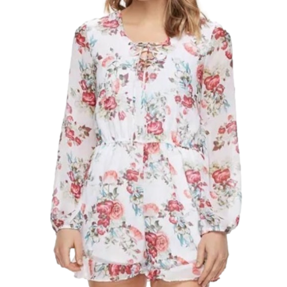 Disney Beauty and the Beast Juniors Size L Romantic Floral Long Sleeves Romper‎